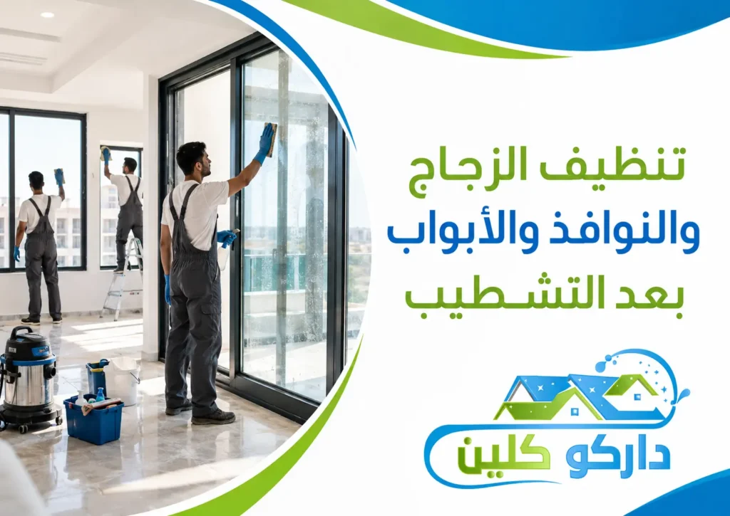 تنظيف الزجاج والنوافذ والأبواب بعد التشطيب